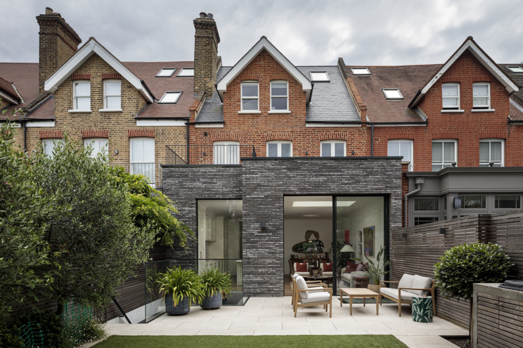 Rear view of extension and garden